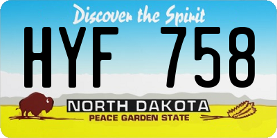 ND license plate HYF758