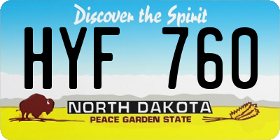 ND license plate HYF760