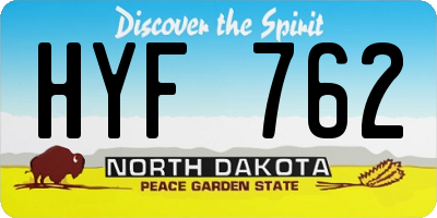 ND license plate HYF762