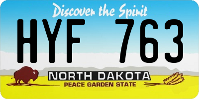 ND license plate HYF763