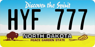 ND license plate HYF777