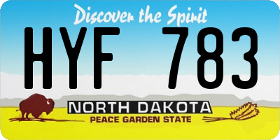ND license plate HYF783