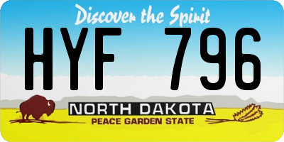 ND license plate HYF796