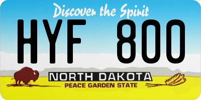 ND license plate HYF800
