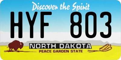 ND license plate HYF803