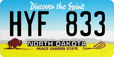 ND license plate HYF833