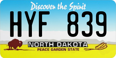 ND license plate HYF839