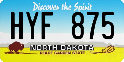 ND license plate HYF875