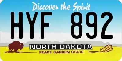 ND license plate HYF892