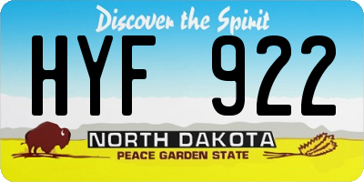 ND license plate HYF922