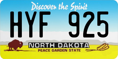 ND license plate HYF925