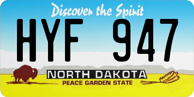 ND license plate HYF947