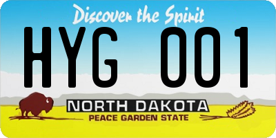ND license plate HYG001
