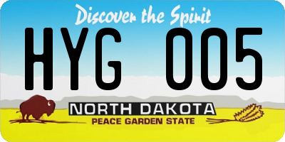 ND license plate HYG005