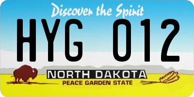 ND license plate HYG012
