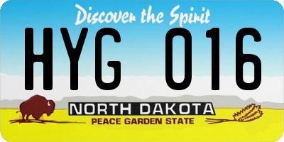 ND license plate HYG016