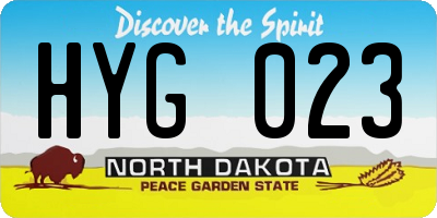 ND license plate HYG023