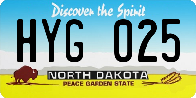 ND license plate HYG025