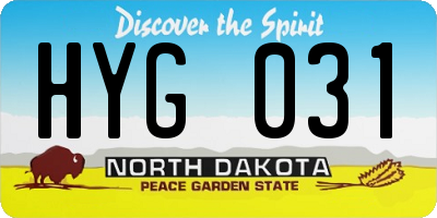 ND license plate HYG031
