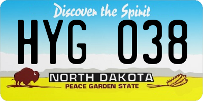 ND license plate HYG038