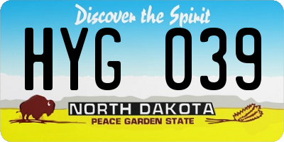 ND license plate HYG039