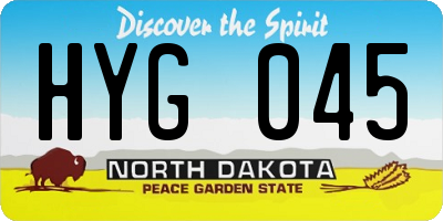 ND license plate HYG045