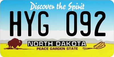 ND license plate HYG092