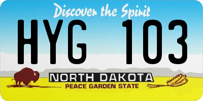 ND license plate HYG103