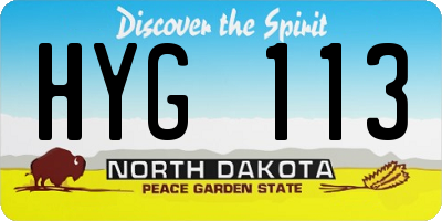 ND license plate HYG113