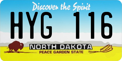ND license plate HYG116