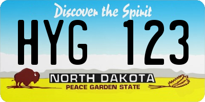 ND license plate HYG123