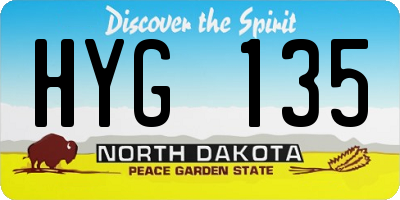 ND license plate HYG135