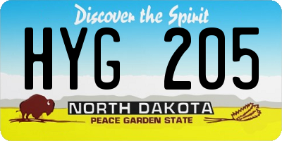 ND license plate HYG205