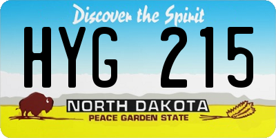 ND license plate HYG215