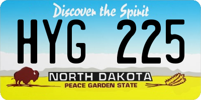 ND license plate HYG225