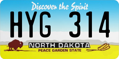 ND license plate HYG314