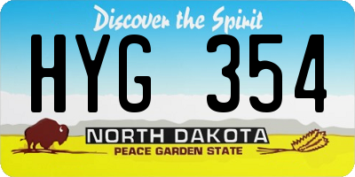 ND license plate HYG354