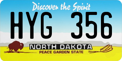 ND license plate HYG356