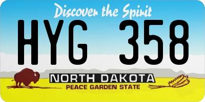 ND license plate HYG358