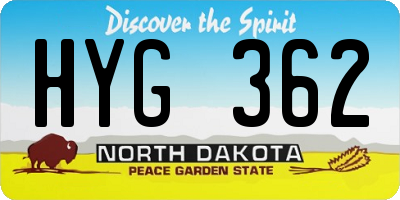 ND license plate HYG362