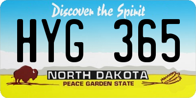 ND license plate HYG365