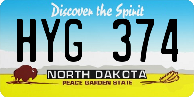 ND license plate HYG374