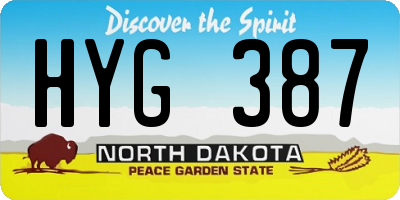 ND license plate HYG387
