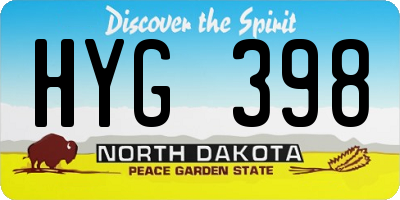 ND license plate HYG398