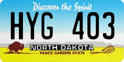 ND license plate HYG403