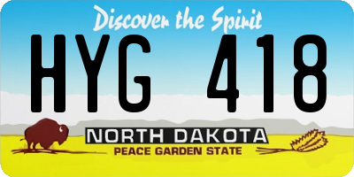 ND license plate HYG418