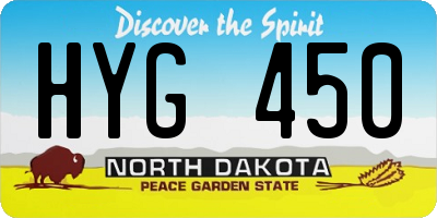 ND license plate HYG450