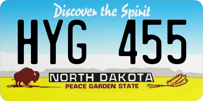 ND license plate HYG455