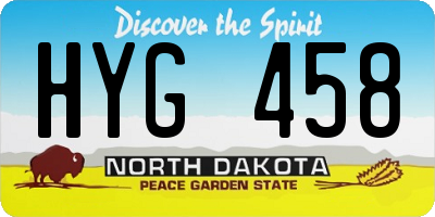 ND license plate HYG458