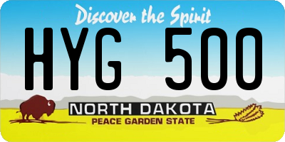 ND license plate HYG500
